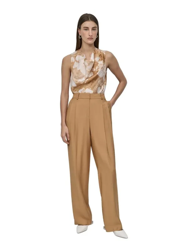NWT DKNY High-Rise Side Pocket Sueded Canvas Pants UE5P8047 Whiskey Brown 8 - Image 5