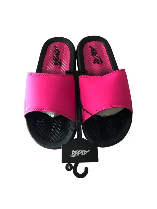 Avia Slide Sandals Vibrant Neon Pink Textured Black Sole Womens Size 6 - Image 2