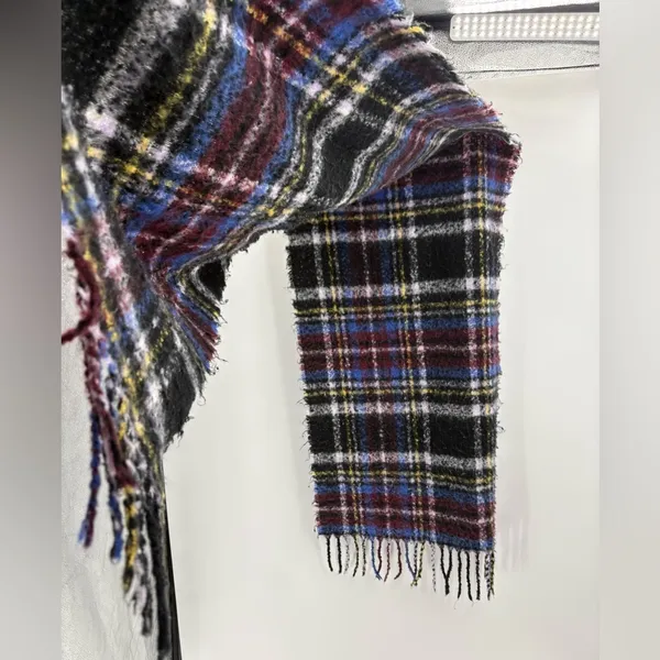Urban Outfitters Women’s Fuzzy Purple Plaid Winter Layering Polyester Scarf - Image 7