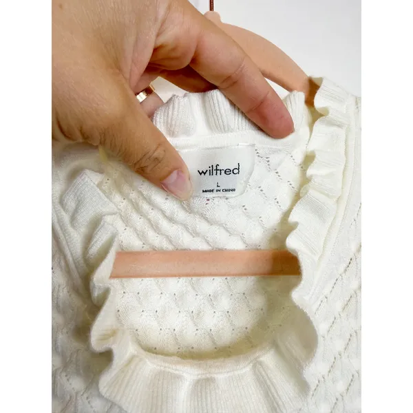 Aritzia Wilfred Women's Sleeveless Cannes Top Pointelle Knit White Size Large - Image 7
