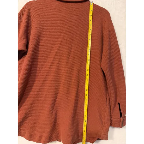Madewell Waffle Knit Shirt Jacket Terracotta Rust Button Down ND852 Womens Small - Image 8
