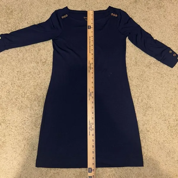 Lilly Pulitzer UPF 50+ Sophie Dress Navy Blue 3/4 sleeve gold button size XS‎ - Image 9