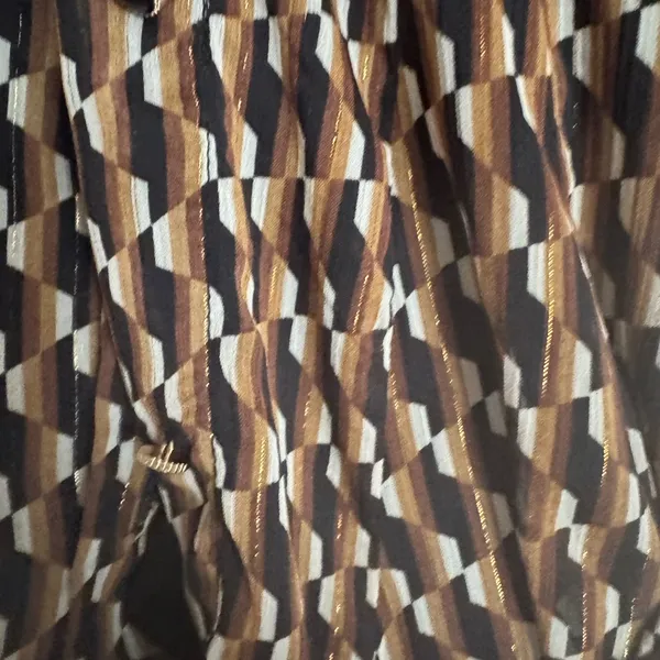 Zara | Dresses | Zara Retro Geo Print brown & Black button down tie dress XS - Image 9