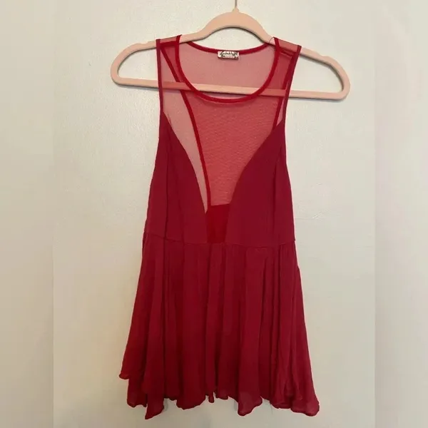 Free People by Intimately Blouse Romantic Mesh Cami Quiet Luxury Boho Parisian S - Image 2