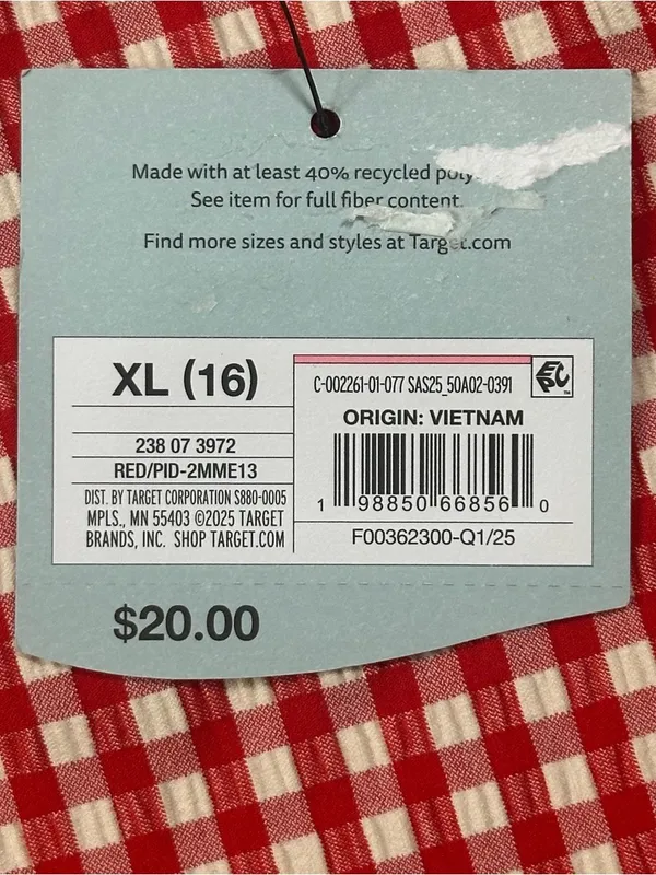 Shade & Shore Red Gingham Tie-Waist Swim Cover-Up Skirt XL 16 NWT - Image 6