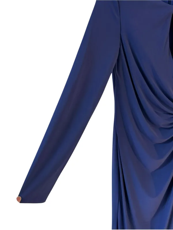 Mac Duggal Ieena Keyhole Draped Long Sleeve Gown Blue Purple Size 6 NEW - Image 10