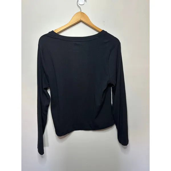 Old Navy Black Square Neck Ripped Long Sleeve‎ Size XL - Image 3
