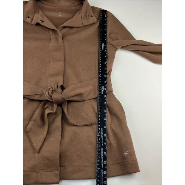 Freely Women’s X-Small Brown Belted Jacket Snap Front Longline Shacket Commuter - Image 4