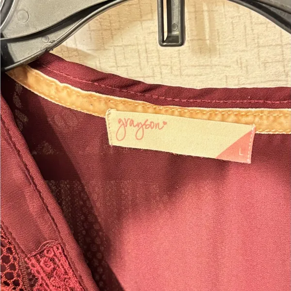 Taylor & Sage COPY - Layson Elegant Lace Women's Top in burgundy red blouse - Image 8