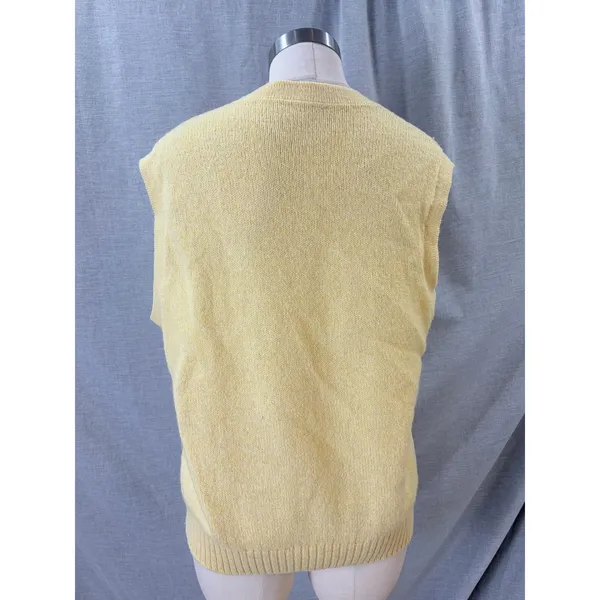 Vintage Style Yellow Cable Knit‎ V-Neck Sweater Vest Sleeveless Pastel Top L - Image 4