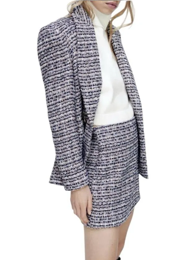 NWOT Zara plaid tweed skirt sz M - Image 4