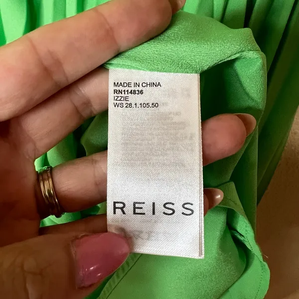 Reiss Izzie High Rise Pleated Midi Skirt in a vibrant bright green WOMENS US 4 - Image 5