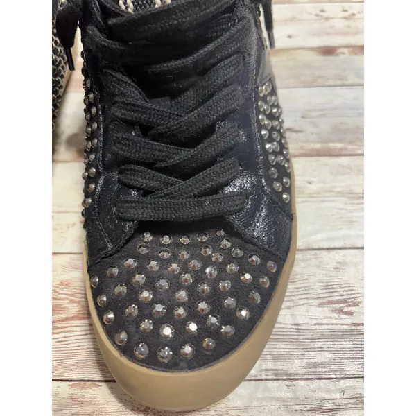 Shu Shop Rockstar Studded Black Sneakers Size 9 Silver Rocker Slip On - Image 5