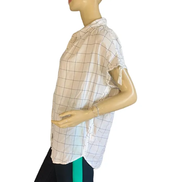 MADEWELL WINDOW PANE PATTERN COTTON WHITE & BLUE BUTTON DOWN TOP (M) - Image 5