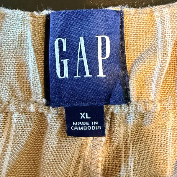 Gap‎ XL Oversized White Striped Linen Rayon Blend Wide Leg Pull On Pants - Image 3