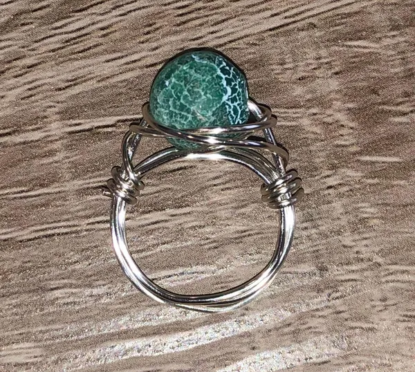 Handmade Wire Wrapped Stone Ring Silver - Image 2