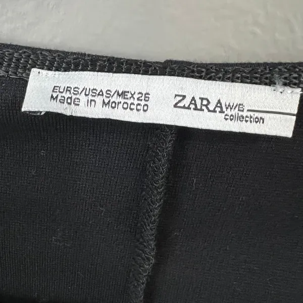Zara Mini Dress Womens Small S Black Great V-Neck Bell Sleeve Split Cuff TRF - Image 3