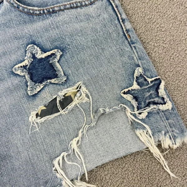 Polo Ralph Lauren‎ Distressed Star Patch Crosby Denim Shorts Blue Size 32 - Image 6