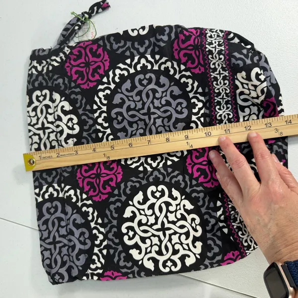 Vera Bradley OS Ditty Bag Plum Crazy Drawstring‎ Travel Pouch Purple Black White - Image 8