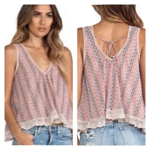 Free People Boho Trapeze Lace Top Size Large - Image 2