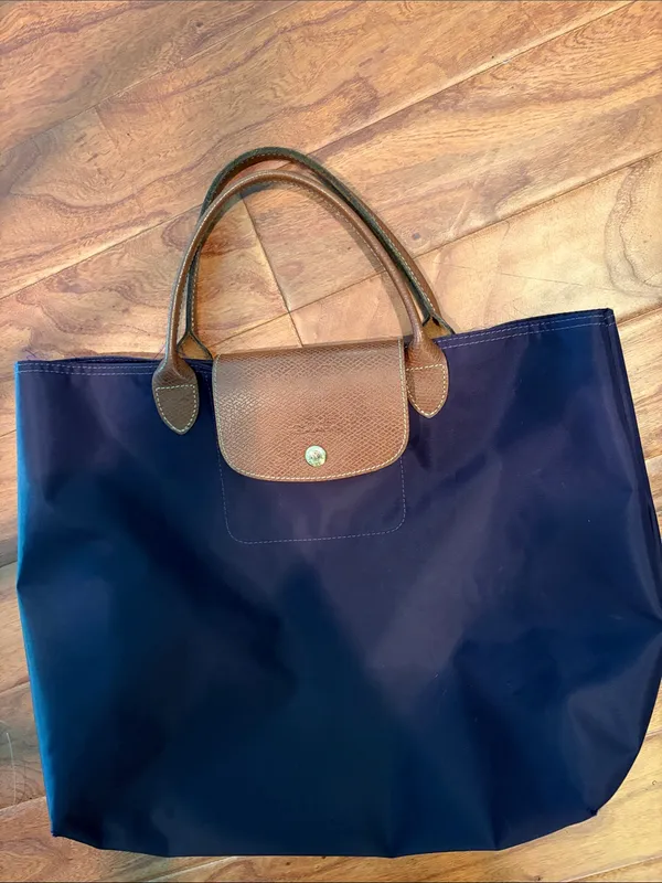 Longchamp Le Pilage Purple Canvas Tote Bag No Zip - Image 3
