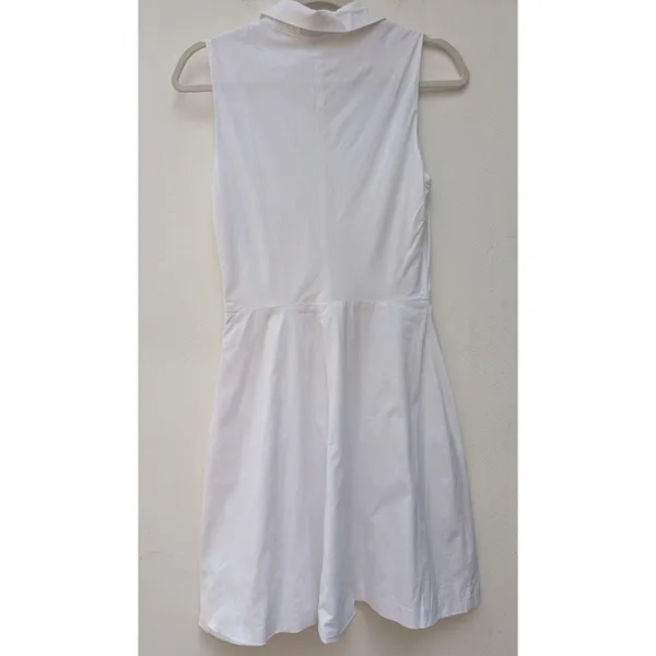 Theory Women's Shirt Dress Collared Flare $465 Sleeveless V-Neck White Size 4 - Image 10