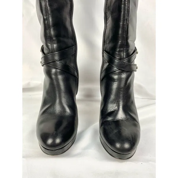 Cole Haan 'Air Cara' Boots High Heel Leather Tall Knee High Black Boot Sz 8.5 - Image 3