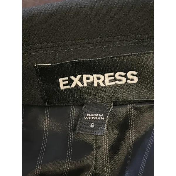 Express Blazer Womens 6 Black One Button Lined Stretch Notch Lapel Suit Jacket - Image 10