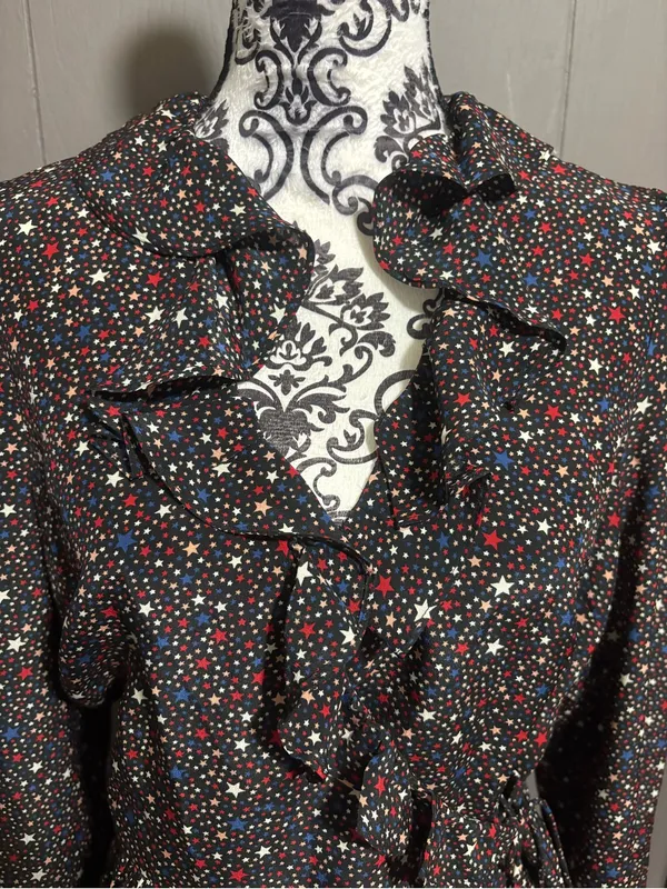 MADEWELL Silk Ruffle-Hem Wrap Top in Starry Night - Image 4