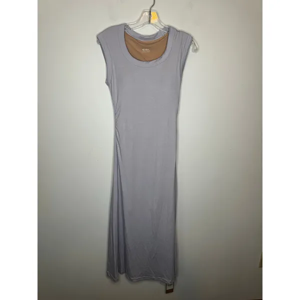 OGL Scoop Neck Side Ruched New Airy Bra Midi Dress Powder Lilac Size S New - Image 2