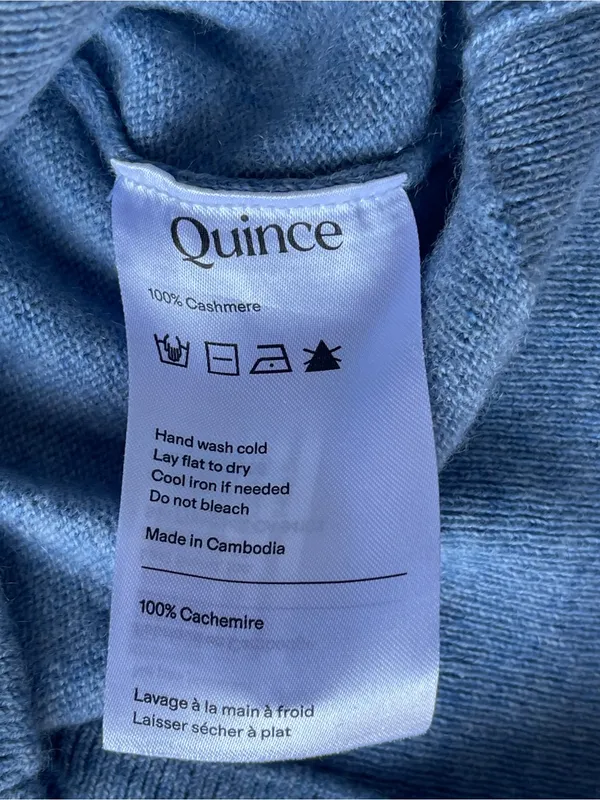 Quince Mongolian Cashmere V-Neck Sweater Faded Denim minimalist luxury XS - Image 4