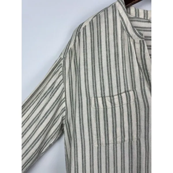 Madewell Lakeline Hester Stripe Linen Blend Popover Hi Low Blouse Size‎ S - Image 5