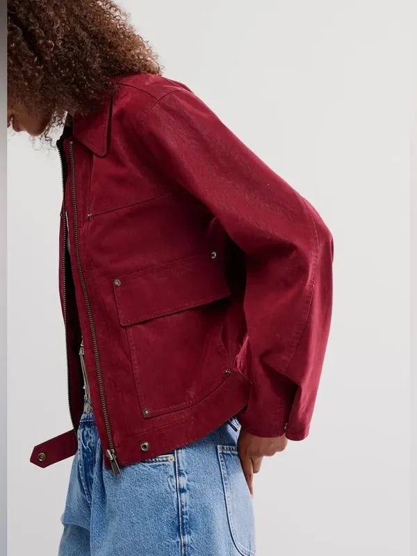 Free People We The Free Blair Vegan Suede Jacket in Dionysus S - Image 3