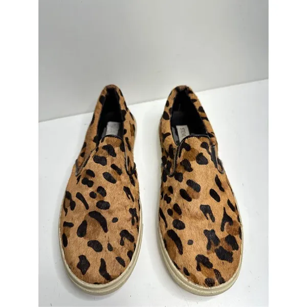 Steve Madden Sneakers Womens Size 7B Leather Upper Cow Hair Leopard Print‎ - Image 5