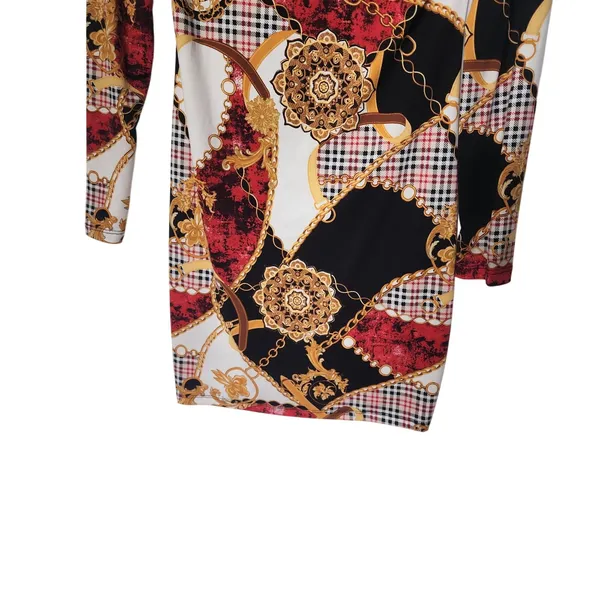 Absolutely Love It! Long Sleeve Button Front Bodycon Printed Sheath Dress XL - Image 8