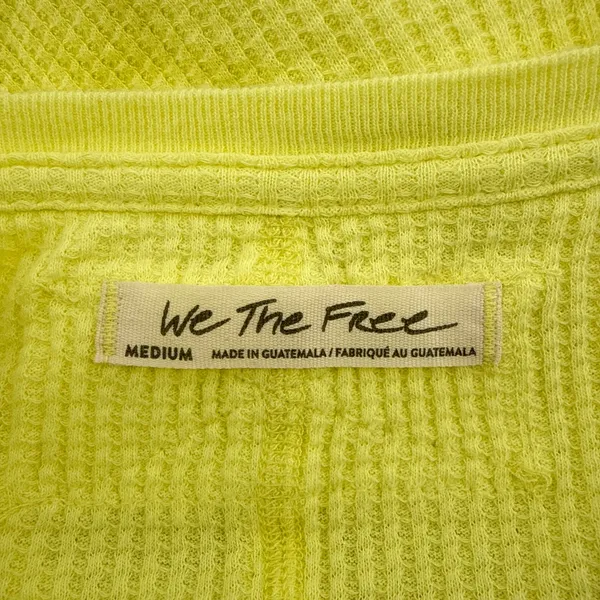 Free People Microphone Drop Lemon Grass Yellow Thermal Top Waffle‎ Knit Medium - Image 8