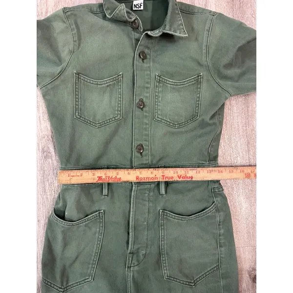 NSF Clothing Green Utility Jumpsuit Flare Leg Button‎ Up Women's Size 26 - Image 6