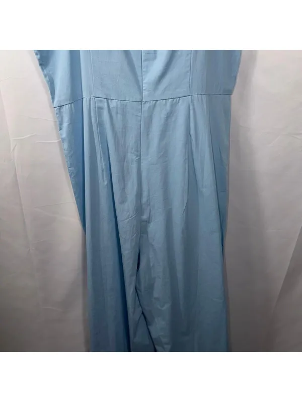 Shein Light Blue Ruffle Strap Wide Leg Jumpsuit Size Large - Image 10
