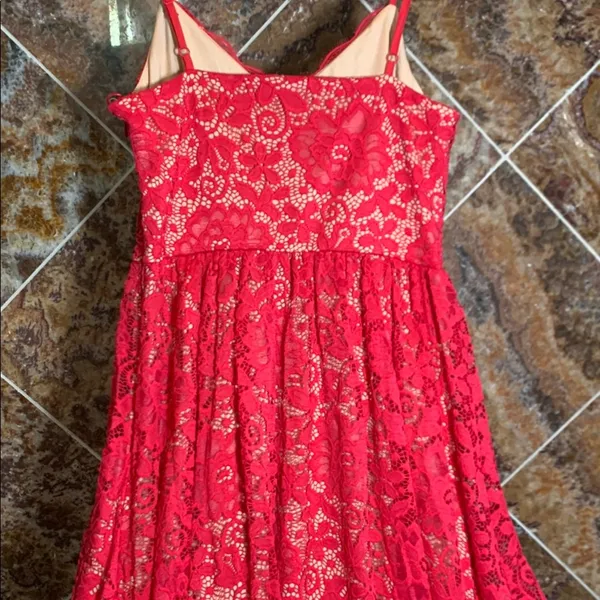 Women's NSR Crochet Stretch Lace Midi Dress Vibrant Reddish Pink Small NWOT - Image 8
