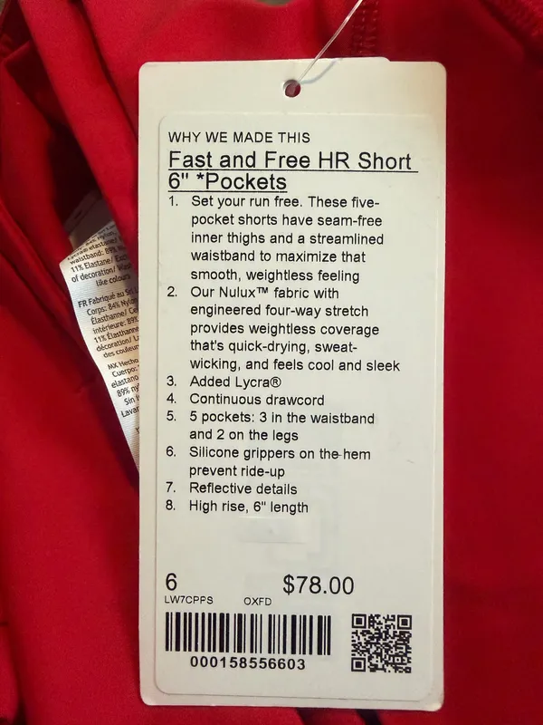 Lululemon Fast and Free HR Short 6” *Pockets Oxford Red 6 NWT - Image 9