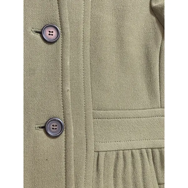 J.Crew Double Cloth Olive Green Wool Blend Coat Jacket Button Front M READ - Image 11