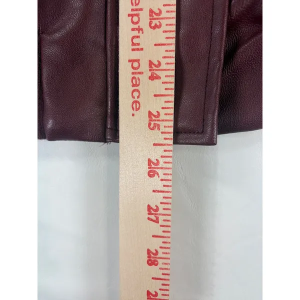 Wild Fable Burgundy Faux Leather Bomber Jacket Removable Faux Fur Collar Size S - Image 6