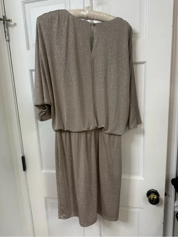 MSK Taupe Shimmer V-Neck Dolman Midi Dress - Image 2