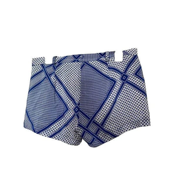 Amanda Uprichard Blue White Geometric Pattern Silk Shorts Women's Size S - Image 3
