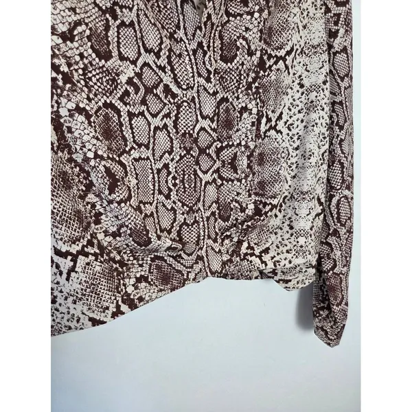 NEW Intempo Brown Snakeskin Blouse Crop Slinky Chic Boho Office Formal Large - Image 5