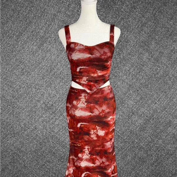 Red Marble Print Two Piece Set - Image 2