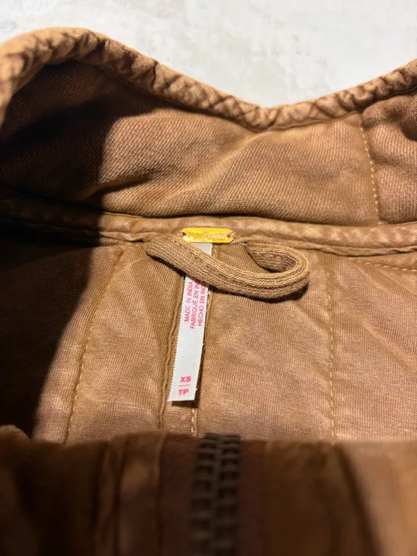 Free people dolman Quilted knit coconut Brown Zip-Front Jacket XS - Image 4