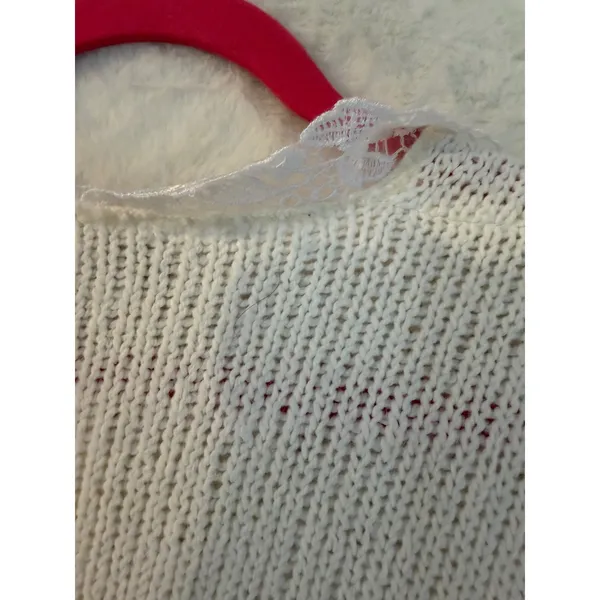 Blair‎ Boutique Vintage Lace Collar Pearl Button Knit Sweater Off-White Large - Image 10