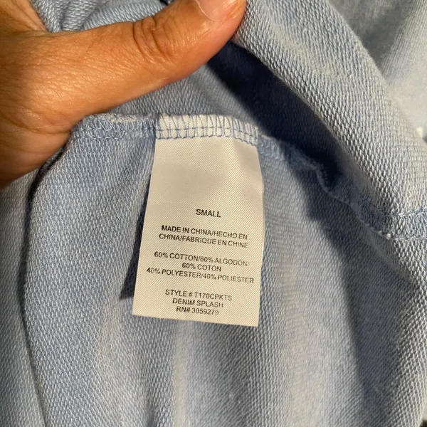 Thread Supply Blue Denim Splash Print‎ Pullover Sweatshirt Women's Size S - Image 5