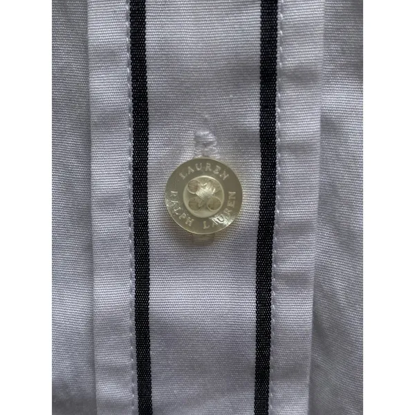 Lauren Ralph Lauren Sz L Preppy Classic White black striped button down shirt - Image 4